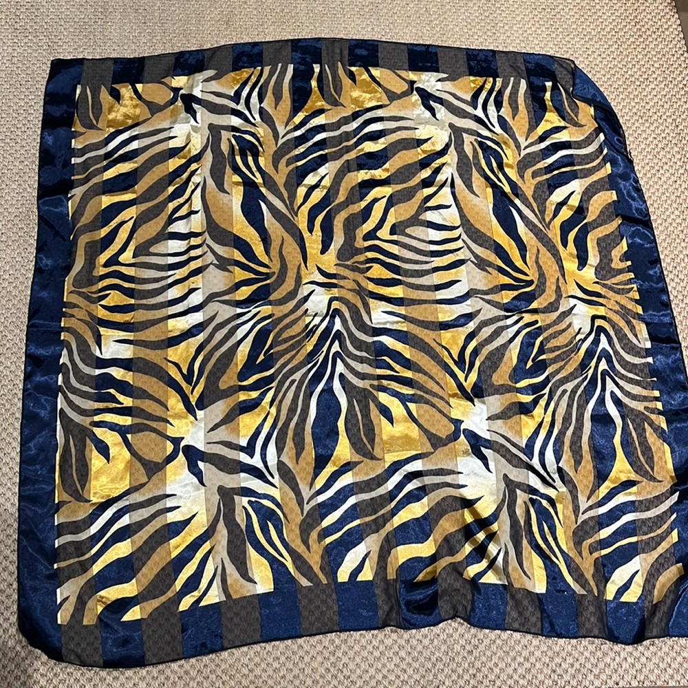 Navy and Gold Zebra Print Scarf